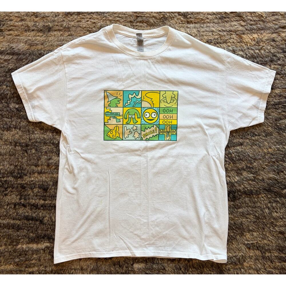 Men’s white T-shirt Keith Haring x Smiling Friends print large multicolor